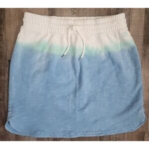 Talbots Skirt Women Petite Small Blue Dip Dye Ombre French Terry Drawstring Mini